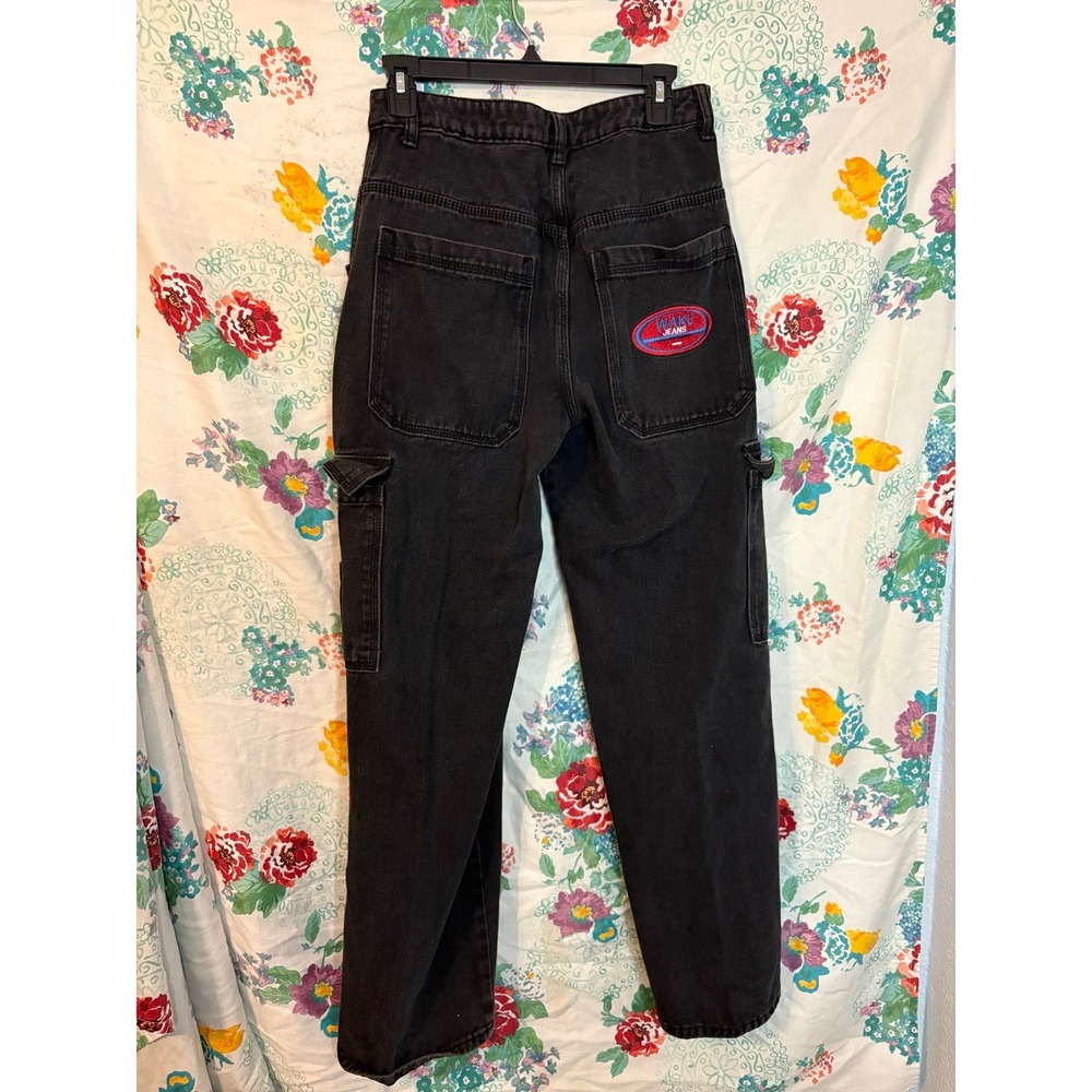 WAKE Jeans Black Cargo Pants Women's Size Medium US 6 High Rise Patch
